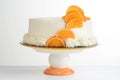 Vanilla orange cake on a cakestand Royalty Free Stock Photo