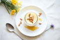 vanilla panna cotta, honey drizzle, almond slivers