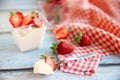 Vanilla panna cotta with strawberry sauce Royalty Free Stock Photo