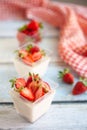 Vanilla panna cotta with strawberry sauce Royalty Free Stock Photo