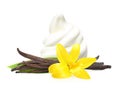 Vanilla pods, flower and ice cream Royalty Free Stock Photo