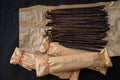 Vanilla pods undergo a aging process until they are browned Royalty Free Stock Photo