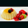 Vanilla pudding with berries and cream Royalty Free Stock Photo
