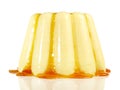 Vanilla Pudding with Caramell Sauce on white Background - Isolated