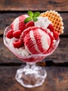 Vanilla Raspberry Ripple Sundae with Whipped Cream