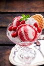 Vanilla Raspberry Ripple Sundae with Whipped Cream