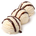 Vanilla scoops with chocolate drizzle on transparent background Royalty Free Stock Photo