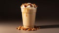 Delicious Vanilla Smoothie With Caramel, Peanuts, And Pecans