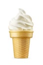 Vanilla soft serve ice cream cone isolated on white background Royalty Free Stock Photo