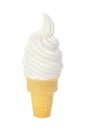 Vanilla Soft Serve Ice Cream in Wafer Cone on White Background Royalty Free Stock Photo