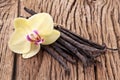 Vanilla sticks with a flower.