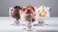 Vanilla, strawberries, chocolate ice cream . Generative AI