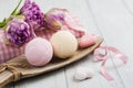 Vanilla and strawberry bath bombs Royalty Free Stock Photo