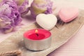 Vanilla and strawberry bath bombs Royalty Free Stock Photo