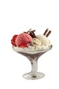 Vanilla, strawberry and chocolate ice cream