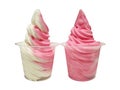 Vanilla Strawberry Frozen Yoghurt Soft Serve Ice Cream isolated on White Royalty Free Stock Photo