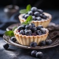 Vanilla tartlets with blueberry berries