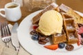 Vanilla waffle with berry Royalty Free Stock Photo