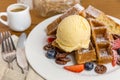 Vanilla waffle with berry Royalty Free Stock Photo