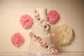 Vanilla wedding cake with roses Royalty Free Stock Photo