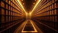 Vanishing point leads to futuristic library archives generated by AI