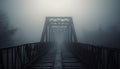 Vanishing point leads to spooky, foggy bridge generated by AI