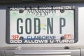 Vanity License Plate - Mississippi Royalty Free Stock Photo