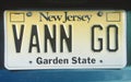 Vanity License Plate - New Jersey