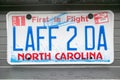 Vanity License Plate - North Carolina Royalty Free Stock Photo