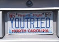Vanity License Plate - North Carolina Royalty Free Stock Photo