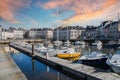 Vannes, boats in the harbor, with typical houses