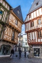 In the old historical Vannes town center, the street view. French Brittany