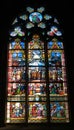 Interior view of the cathedral in Vannes stained glass window detail Royalty Free Stock Photo