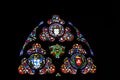 Interior view of the cathedral in Vannes stained glass window detail Royalty Free Stock Photo