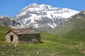 VANOISE, FRANCEÃÂ : View of Grande Casse from St Barthelemy Chapel near the Plan du Lac refuge, Northern Alps