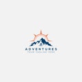 Vans adventure mountain and compass sun logo Royalty Free Stock Photo