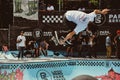 Vans Park Series skaters performs a Canadain Bacon trick.. Royalty Free Stock Photo