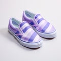 Vans Purple And White Striped Slip-on Sneakers - Rinko Kawauchi Style