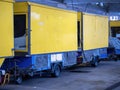 vans for the sale of fish during closing time at the covered market in la spezia italy