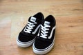Vans skate trainers - popular branch or sports sneaker, especially with skateboarders and alternative individuals. Royalty Free Stock Photo