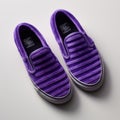 Vans Slip Ons With Purple And Black Stripes