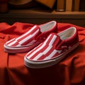 Vans Slip On Red And White: A Stylish Fusion Of Daan Roosegaarde, Barnett Newman, And Classic Americana