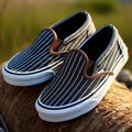 Vans Slip-on Shoes With Denim Stripes - Black Slipper Design