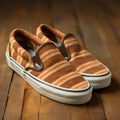 Vans Slip On Sneakers: Hemp Stripes, Rust Color - Steinheil Quinon Style