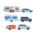 Vans, vehicle trailer, camping, family traveling by car, mobile homes.