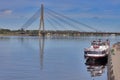 Vansu Bridge (1981, former Gorky Bridge) over Daugava River in R Royalty Free Stock Photo