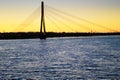 Riga, Latvia. Vansu bridge over the Daugava river, Western Dvina, at sunset. Royalty Free Stock Photo