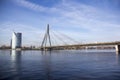 Vansu bridge over river Daugava Riga Latvia. Royalty Free Stock Photo