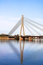 The Vansu Bridge in Riga is a cable-stayed bridge that crosses the Daugava river in Riga, Latvia Royalty Free Stock Photo