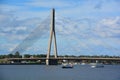 The Vansu Bridge in Riga is a cable-stayed bridge Royalty Free Stock Photo